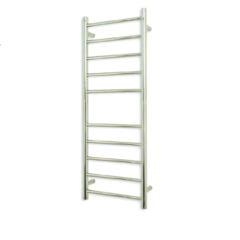 Radiant Low Voltage Polished 430 x 1100mm Round Heated Towel Rail (Left Wiring) 12V-RTR430LEFT