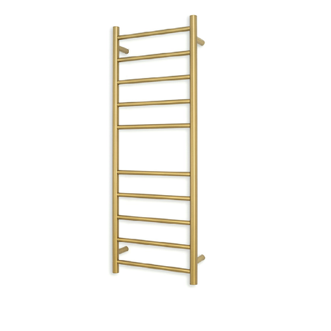 Radiant Brushed Gold 430 x 1100mm Round Heated Towel Rail (Right Wiring) GLD-RTR430RIGHT
