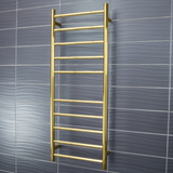 Radiant Brushed Gold 430 x 1100mm Round Heated Towel Rail (Left Wiring) GLD-RTR430LEFT