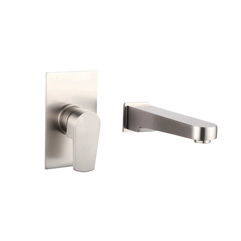 Vito Bertoni Taya2 Wall Basin/Bath Set Fixed 220mm Save Mode Brushed Nickel 94227