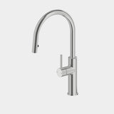 Amelie Essentiel Gooseneck Sink Mixer Pull Out Round Pin Brushed Nickel BDO18107BN