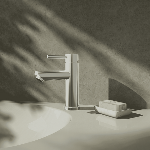 Amelie Essentiel Basin Mixer Round Pin Brushed Nickel BDO18100BN