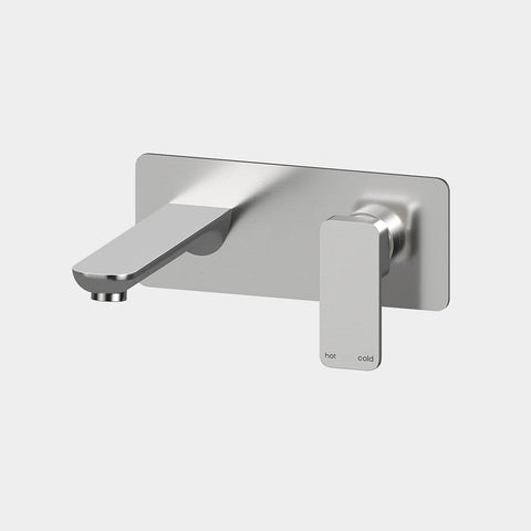 Amelie Essentiel Wall Basin Mixer & Spout 200mm Square Brushed Nickel (Full Kit) BDO19102BN