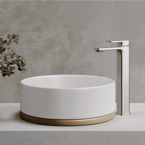 Amelie Essentiel Hi Rise Basin Mixer Square Brushed Nickel BDO19101BN