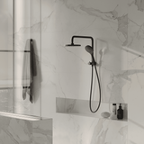 Amelie Essentiel Twin Shower Wall Set w/ 200mm Round Head Matte Black BDO18211MB