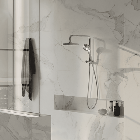 Amelie Essentiel Twin Shower Wall Set w/ 200mm Round Head Brushed Nickel BDO18211BN