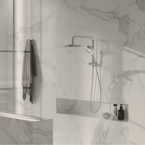 Amelie Essentiel Twin Shower Wall Set w/ 200mm Round Head Chrome BDO18211