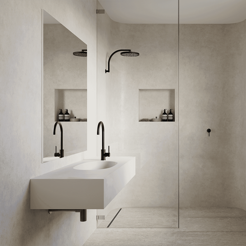 Amelie Essentiel Round Shower Arm 350mm Matte Black BDOIAR1104MB