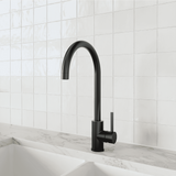 Amelie Essentiel Gooseneck Sink Mixer Round Pin Matte Black BDO18106MB