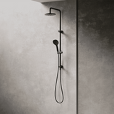 Amelie Essentiel Twin Shower Rail Set w/ 200mm Round Head Matte Black BDO18201MB