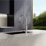 Amelie Essentiel Gooseneck Sink Mixer Pull Out Round Pin Brushed Nickel BDO18107BN