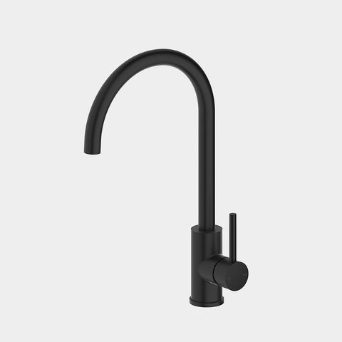 Amelie Essentiel Gooseneck Sink Mixer Round Pin Matte Black BDO18106MB