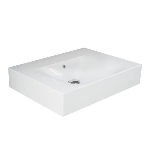 Fienza Rak Des Wall Hung Basin 610X460mm w/ Overflow (No Taphole) Alpine White 06100AWHA