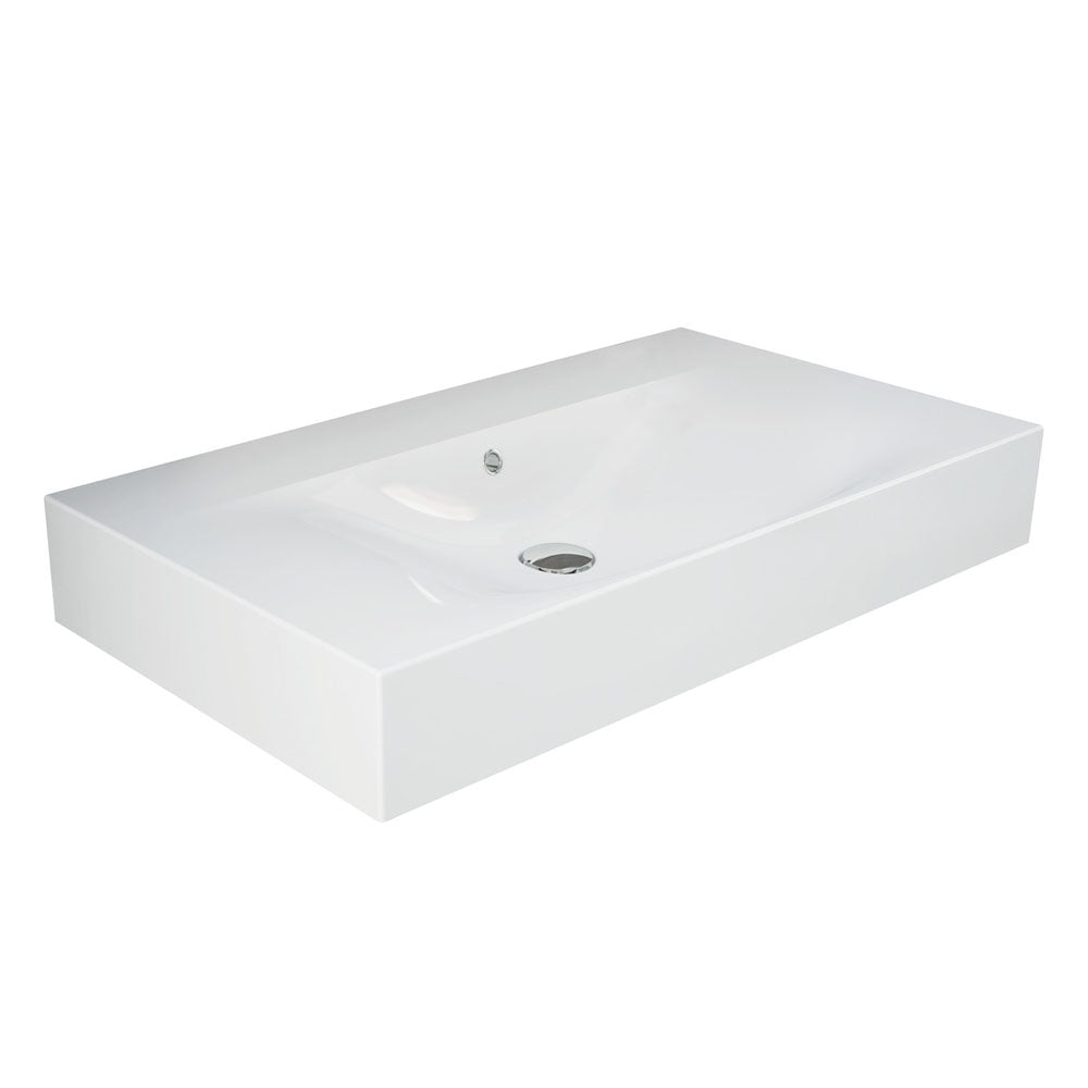 Fienza Rak Des Wall Hung Basin 810X460mm w/ Overflow (No Taphole) Alpine White 08100AWHA