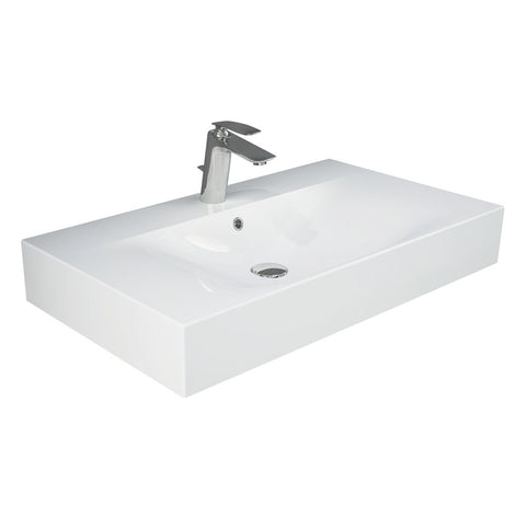 Fienza Rak Des Wall Hung Basin (1 Taphole) 810x460mm w/ Overflow White 08101AWHA