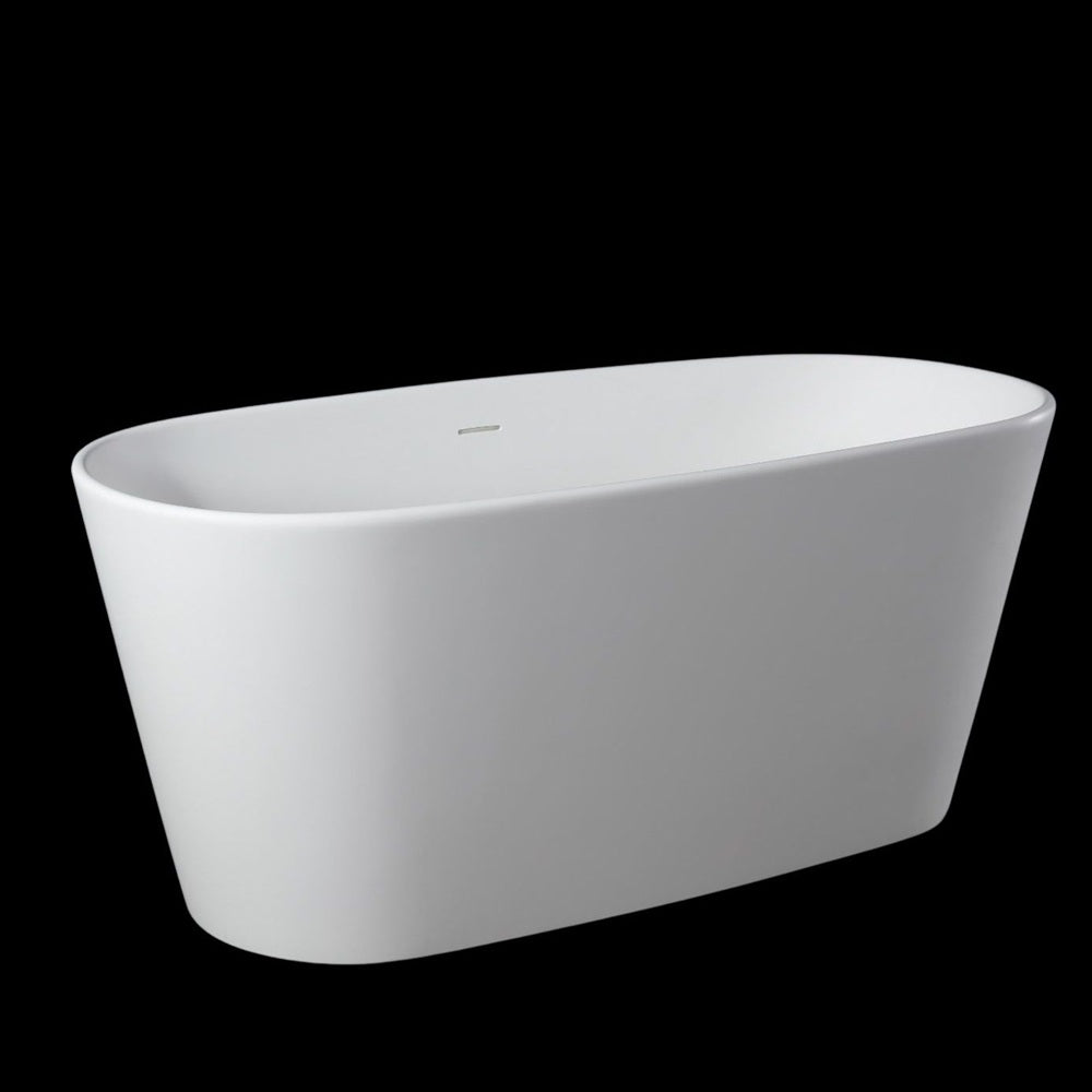 Kaskade Pure Soaker Freestanding Oval Stone Bath 1580mm Matte White VX47-1580-NIK8602NA