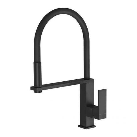 Phoenix Vezz Flexible Hose Sink Mixer 220mm Squareline Matte Black 10373100-10-1