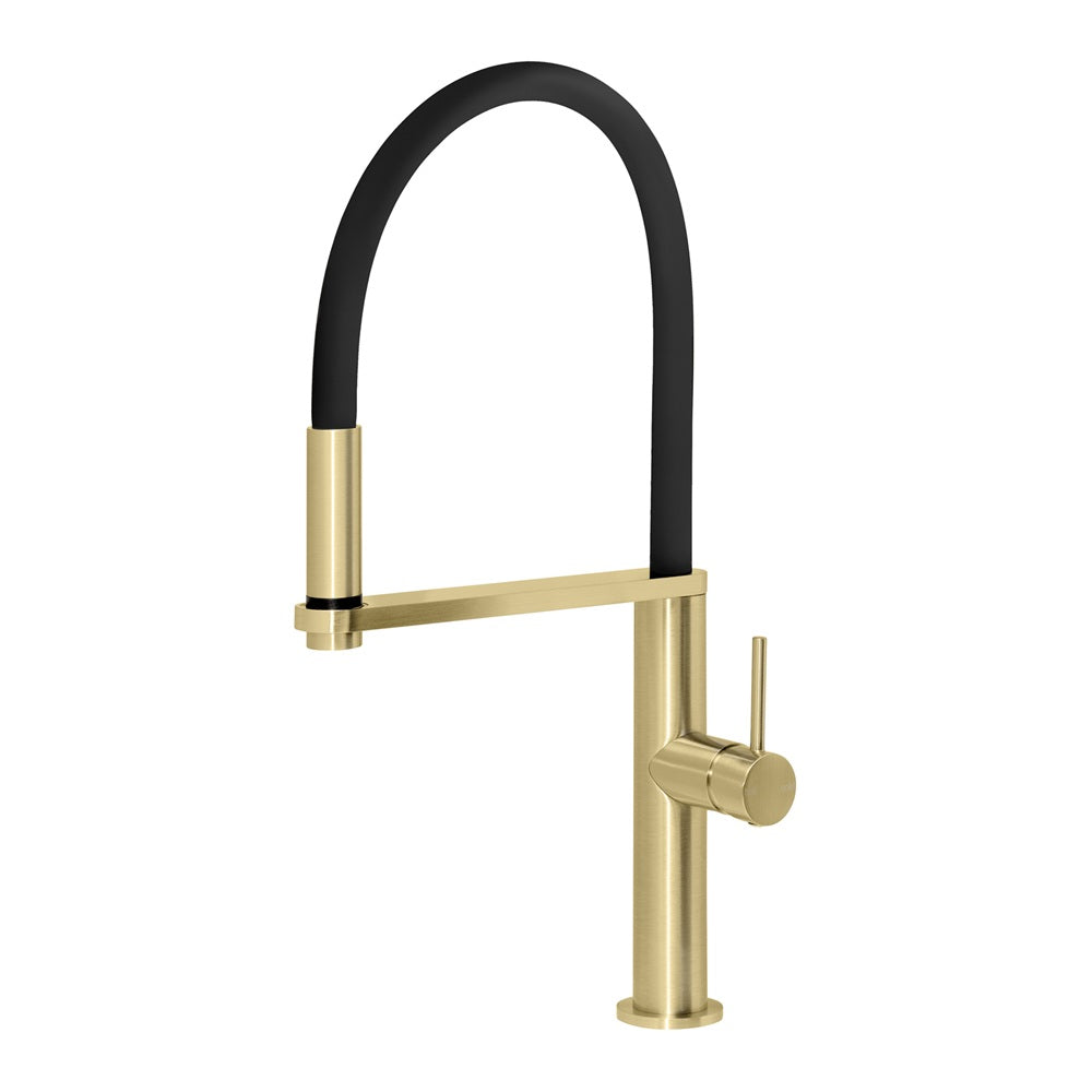 Phoenix Blix Flexible Hose Sink Mixer 220mm Round Brushed Gold 10473100-12-1