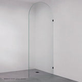 Fienza Frameless Glass Panel High Arch 1100X220X10mm w/ Brackets Matte Black 10A11B-MB