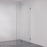 Fienza Frameless Glass Panel Curve Edge 700X2050X10mm w/ Brackets Matte Black 10C7B-MB