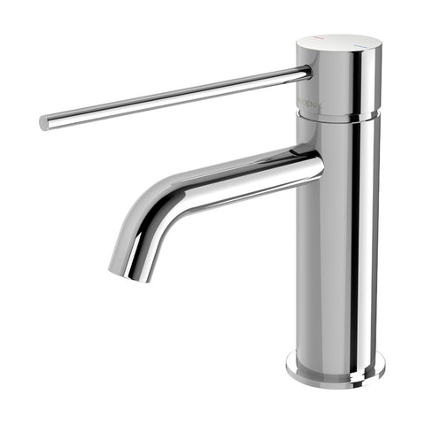 Phoenix Vivid Slimline Basin Mixer Curved Outlet with Extended Lever Chrome 114-7701-00-1