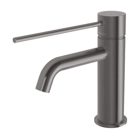Phoenix Vivid Slimline Basin Mixer Curved Outlet with Extended Lever Brushed Carbon 114-7701-31-1