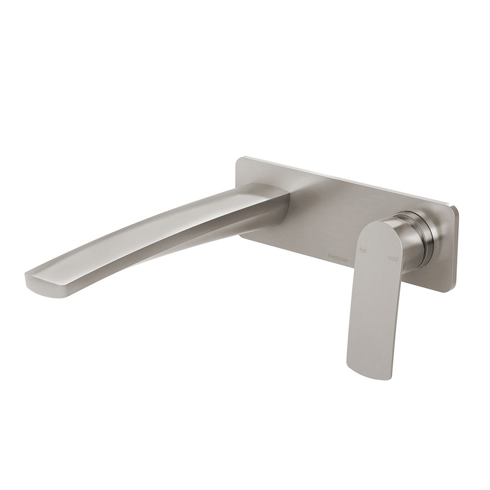 Phoenix Mekko SwitchMix Wall Basin / Bath Mixer Set 200mm Fit-Off Kit Brushed Nickel 115-2812-40-1