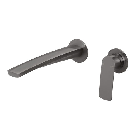 Phoenix Mekko SwitchMix Wall Basin / Bath Mixer Set Round Plates Fit-Off Kit Brushed Carbon 115-2814-31-1