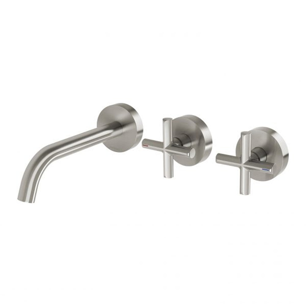 Phoenix Vivid Slimline Plus Wall Basin / Bath Hostess Set 180mm Outlet Brushed Nickel 119-1125-40-1