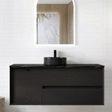 Otti Byron Wall Hung Vanity 1200mm (10 O'Clock Taphole) Black Oak / Empire Black Top BY1200BST-EB-10TH