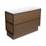 Fienza Amato On Kickboard Cabinet 1200mm Matte Black Frames Walnut 120BWAFK