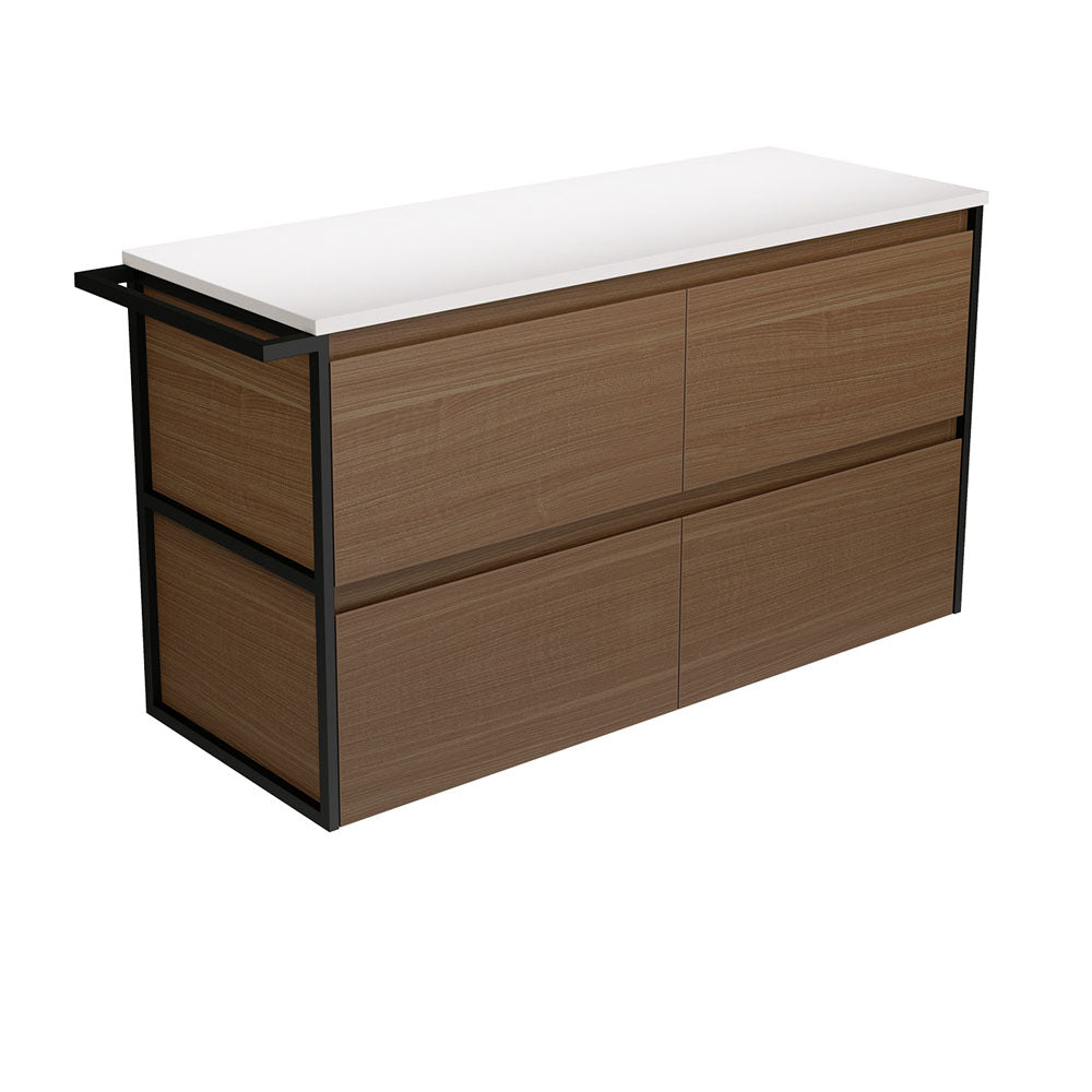 Fienza Amato Wall Hung Cabinet 1 Frame 1 Towel Rail 1200mm Walnut 120BWAFT