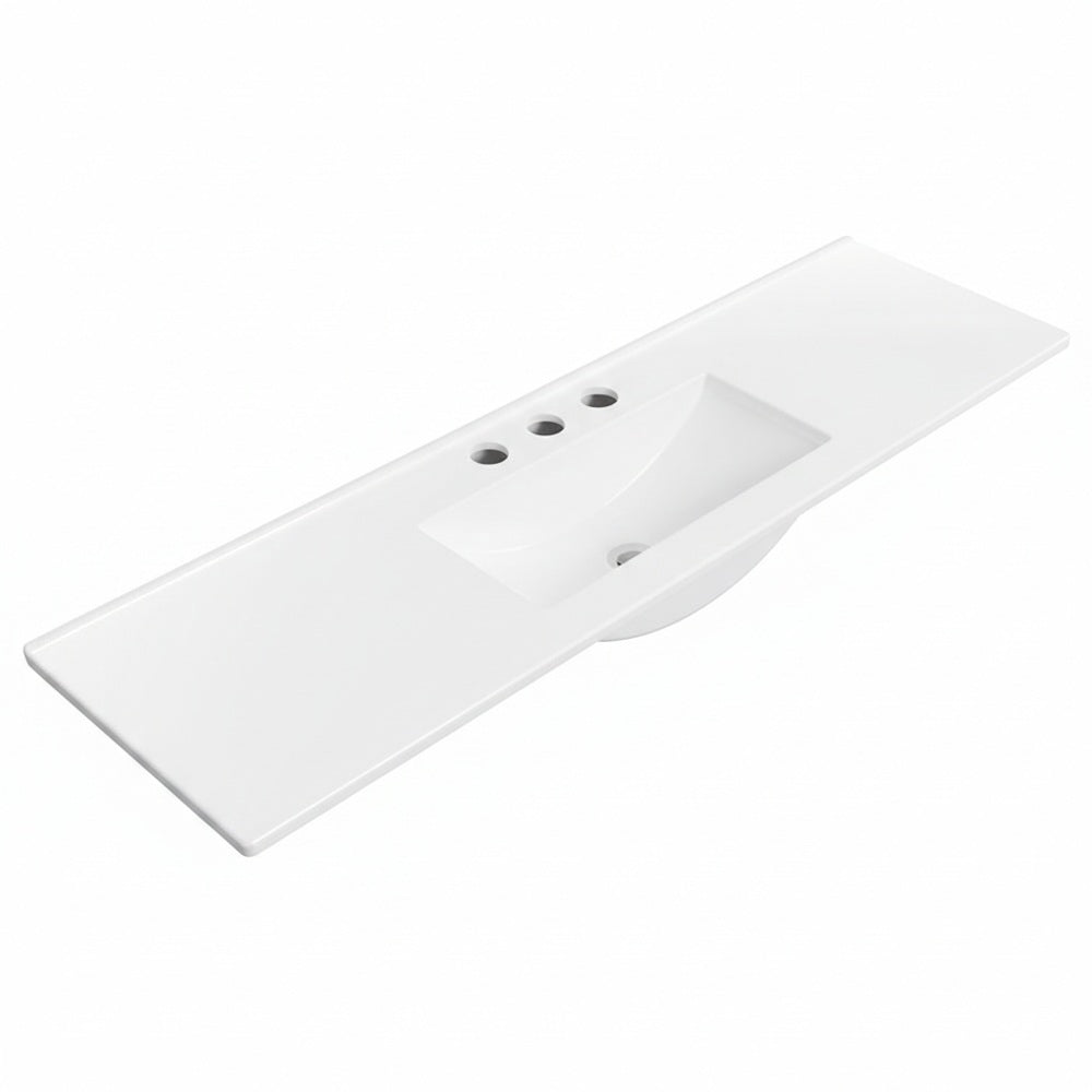 Fienza Delgado Ceramic Top Only (3 Taphole) 1215x365mm Gloss White 120D-T-3