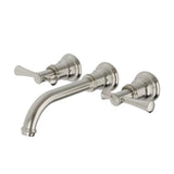 Phoenix Cromford Wall Basin / Bath Tap Set Lead Free Brushed Nickel 134-1126-40-1