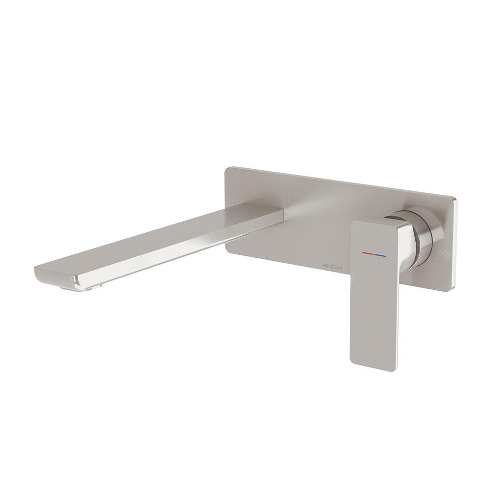 Phoenix Gloss MKII SwitchMix Wall Basin / Bath Mixer Set 200mm Brushed Nickel 135-2810-40-1