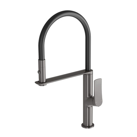 Phoenix Kusabi Flexible Hose Sink Mixer 200mm Brushed Carbon 138-7110-31-1