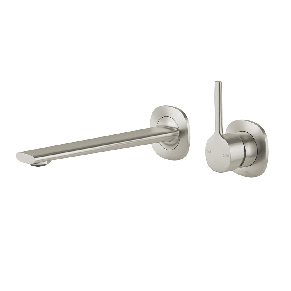 Phoenix Vask SwitchMix Wall Basin / Bath Mixer Set 200mm Pin Up Fit-Off Kit Brushed Nickel 139-2814-40-1