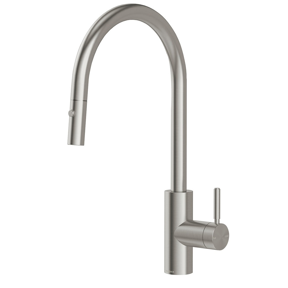 Phoenix Vivid MKII Pull Out Sink Mixer 240mm Gooseneck Stainless Steel 146-7120-51-1