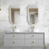 Otti Boston Wall Hung Vanity 1500mm Light Grey / Cloudy Carrara Top BS1500LGSTUD-CA