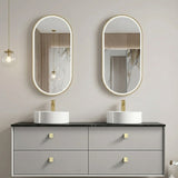 Otti Boston Wall Hung Vanity 1500mm (10 & 2 O'Clock Taphole) Light Grey / Empire Black Top BS1500LGST-EB-10TH