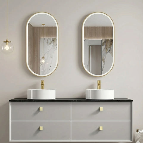 Otti Boston Wall Hung Vanity 1500mm (No Taphole) Light Grey / Empire Black Top BS1500LGST-EB-NTH