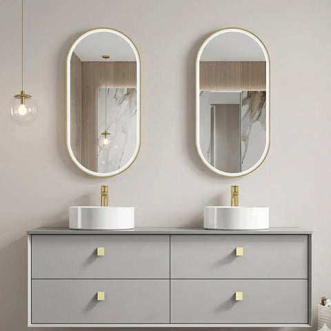 Otti Boston Wall Hung Vanity 1500mm (12 O'Clock Taphole) Light Grey / Amani Grey Top BS1500LGST-G-12TH