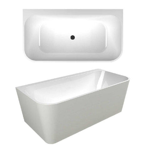 Seima Plati 130 Back to Wall Bath 1500mm w/ overflow White 192248