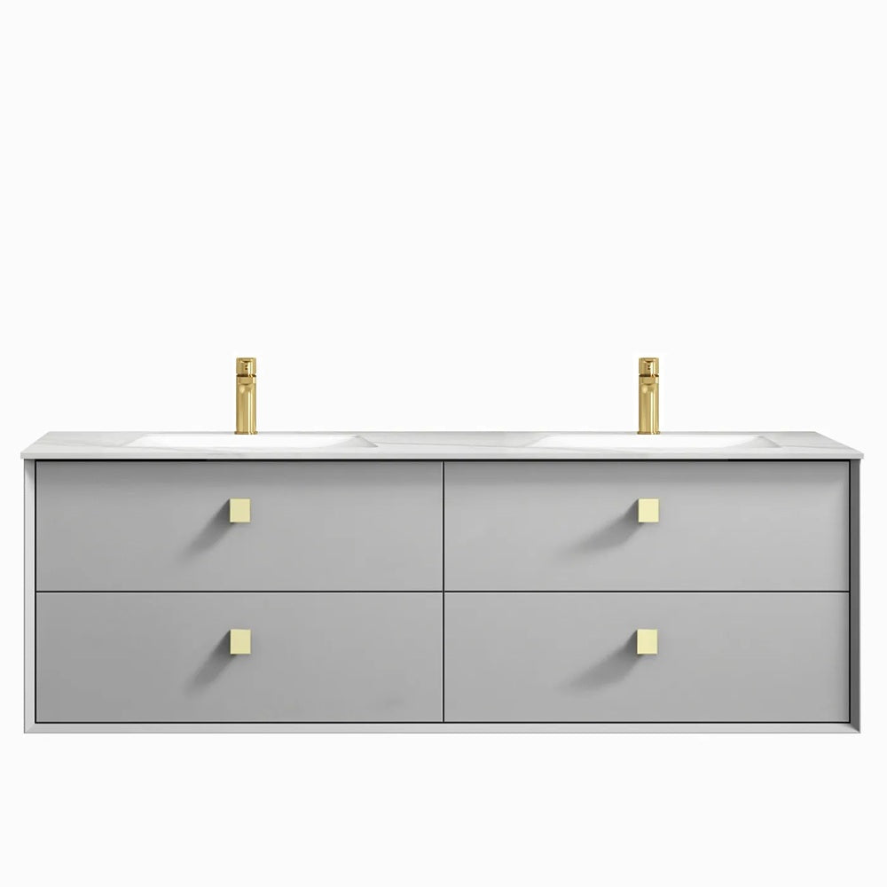 Otti Boston Wall Hung Vanity 1500mm Light Grey / White Top BS1500LGCT