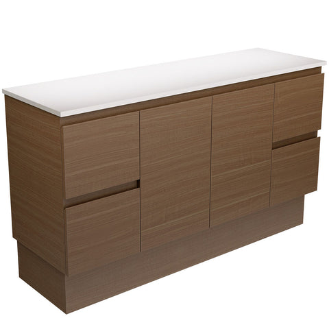 Fienza Edge On Kickboard Cabinet Only 1500mm Walnut 150WAK