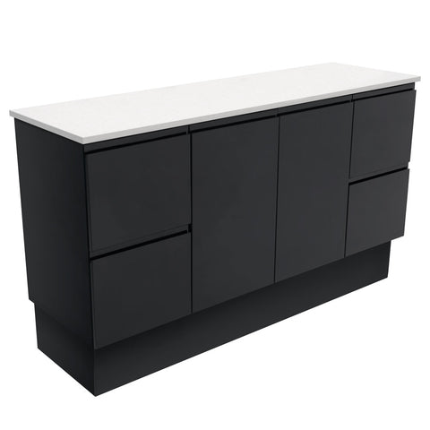 Fienza Fingerpull On Kickboard Cabinet 1500mm Satin Black 150ZBK