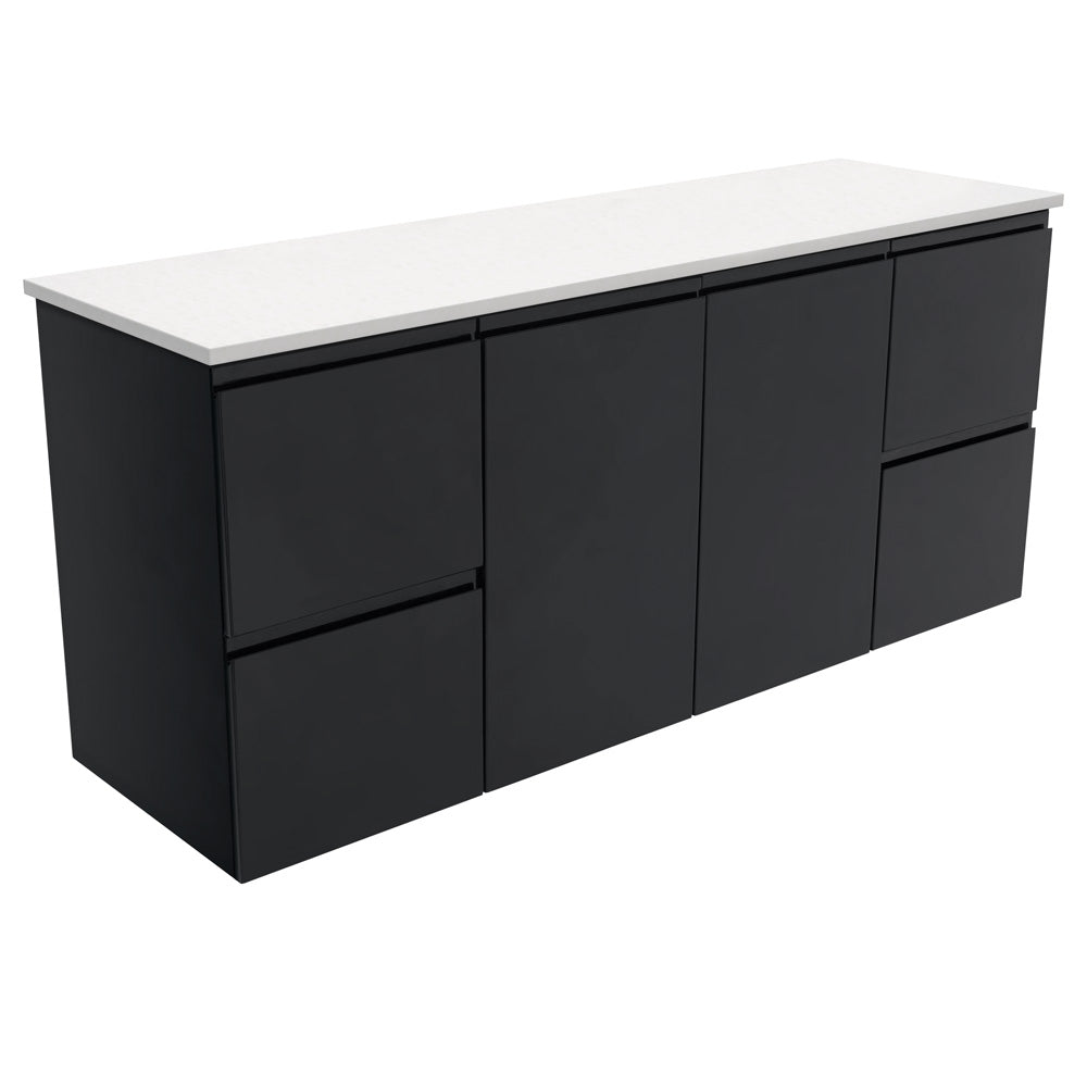 Fienza Fingerpull Wall Hung Cabinet 1500mm Satin Black 150ZB
