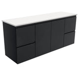 Fienza Fingerpull Wall Hung Cabinet 1500mm Satin Black 150ZB