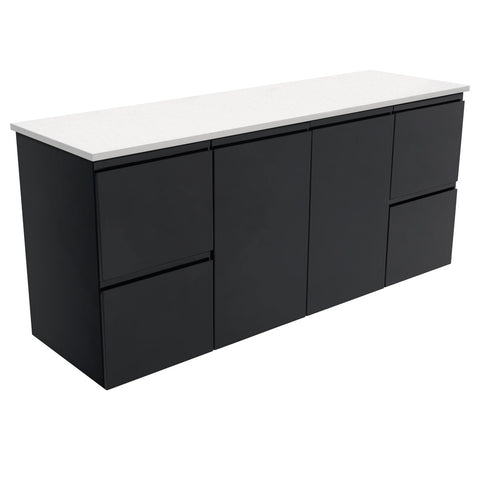 Fienza Fingerpull Wall Hung Cabinet 1500mm Satin Black 150ZB
