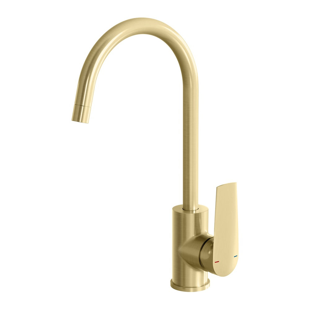 Phoenix Arlo Sink Mixer 6 Star 200mm Gooseneck Brushed Gold 151-7311-12-1